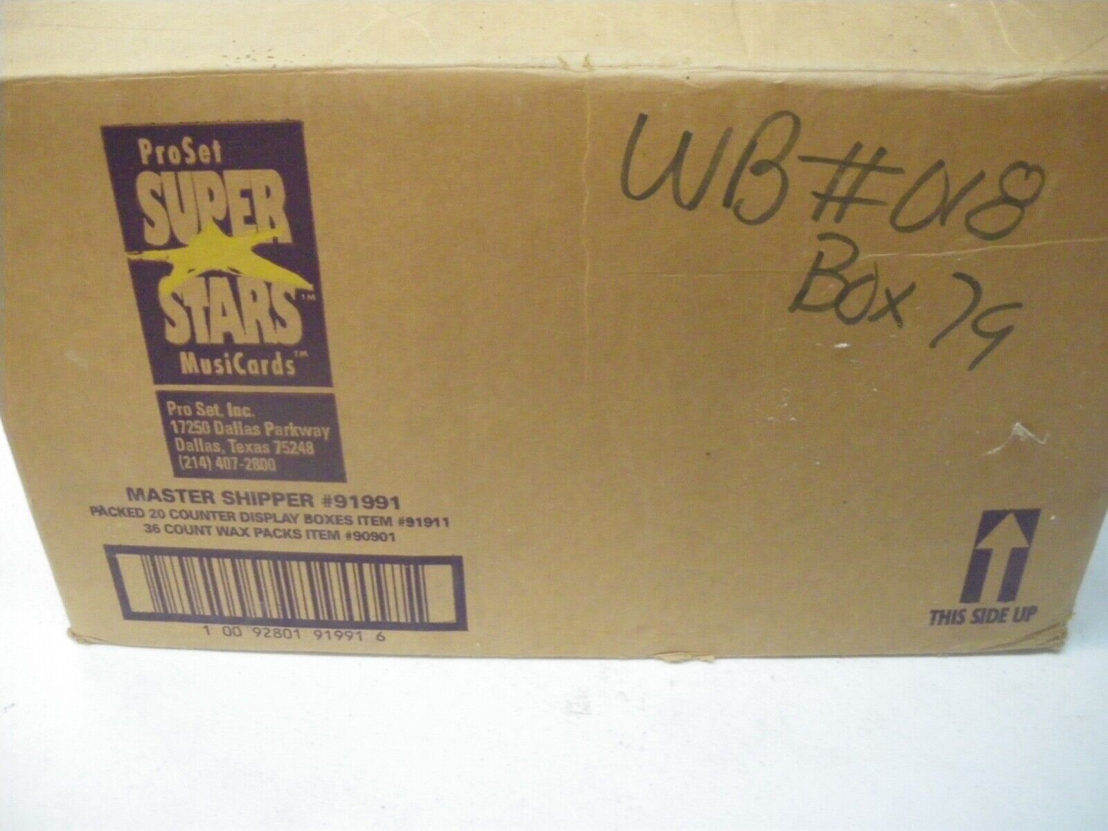 1991 PRO SET Super Stars Music Cards MUSICARDS 20-Box Master Case