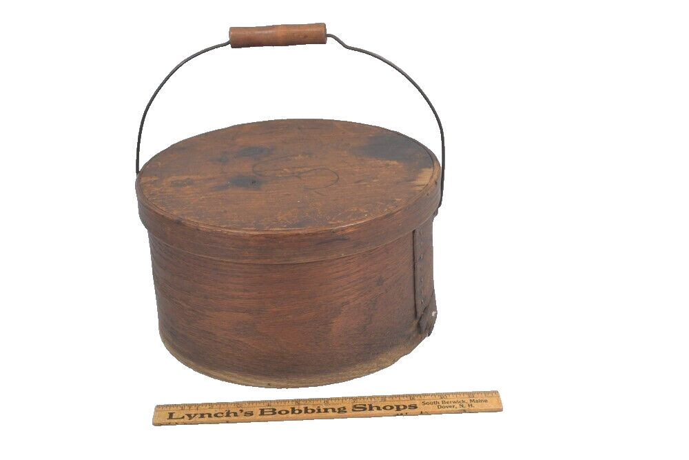 pantry box bent wood w/carry handle 11.5x6.5 in original 19th c 1800s antique 