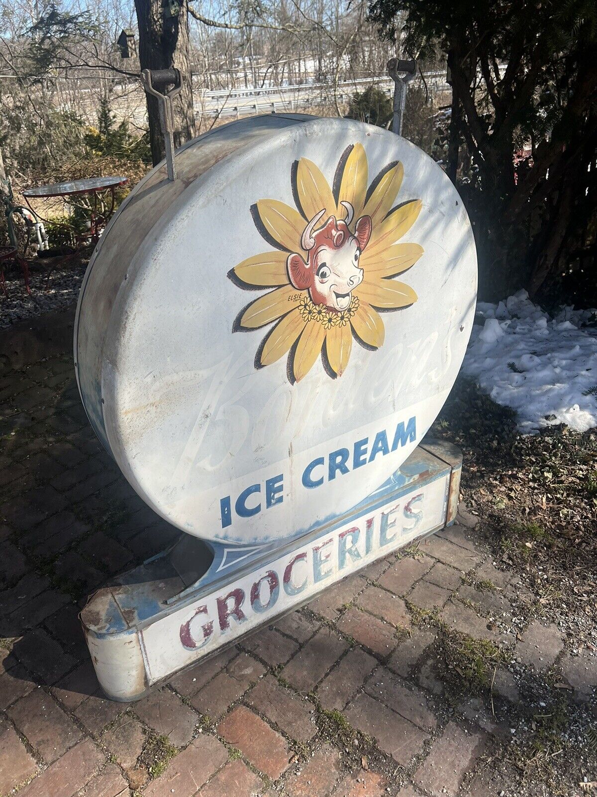 Vintage Bordens Ice Cream Sign Country Store Advertisement