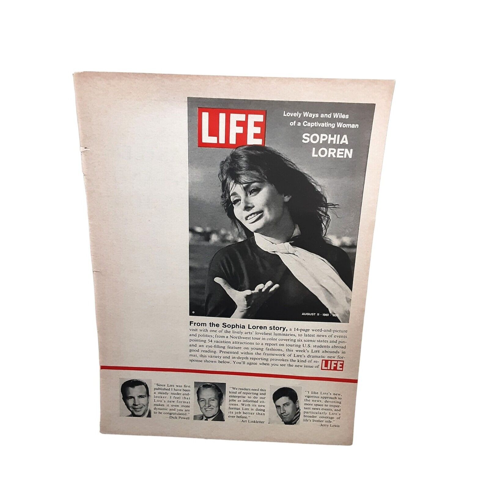 1961 Life Magazine Sophia Loren Vintage Print Ad 60s Original