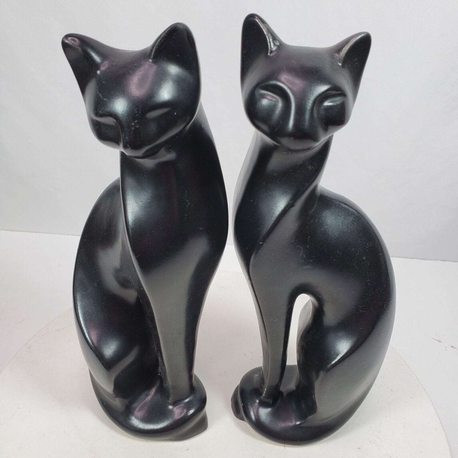 Vintage Mid Century USA Black Matte Cats 12 Inch 930 & 931 ART