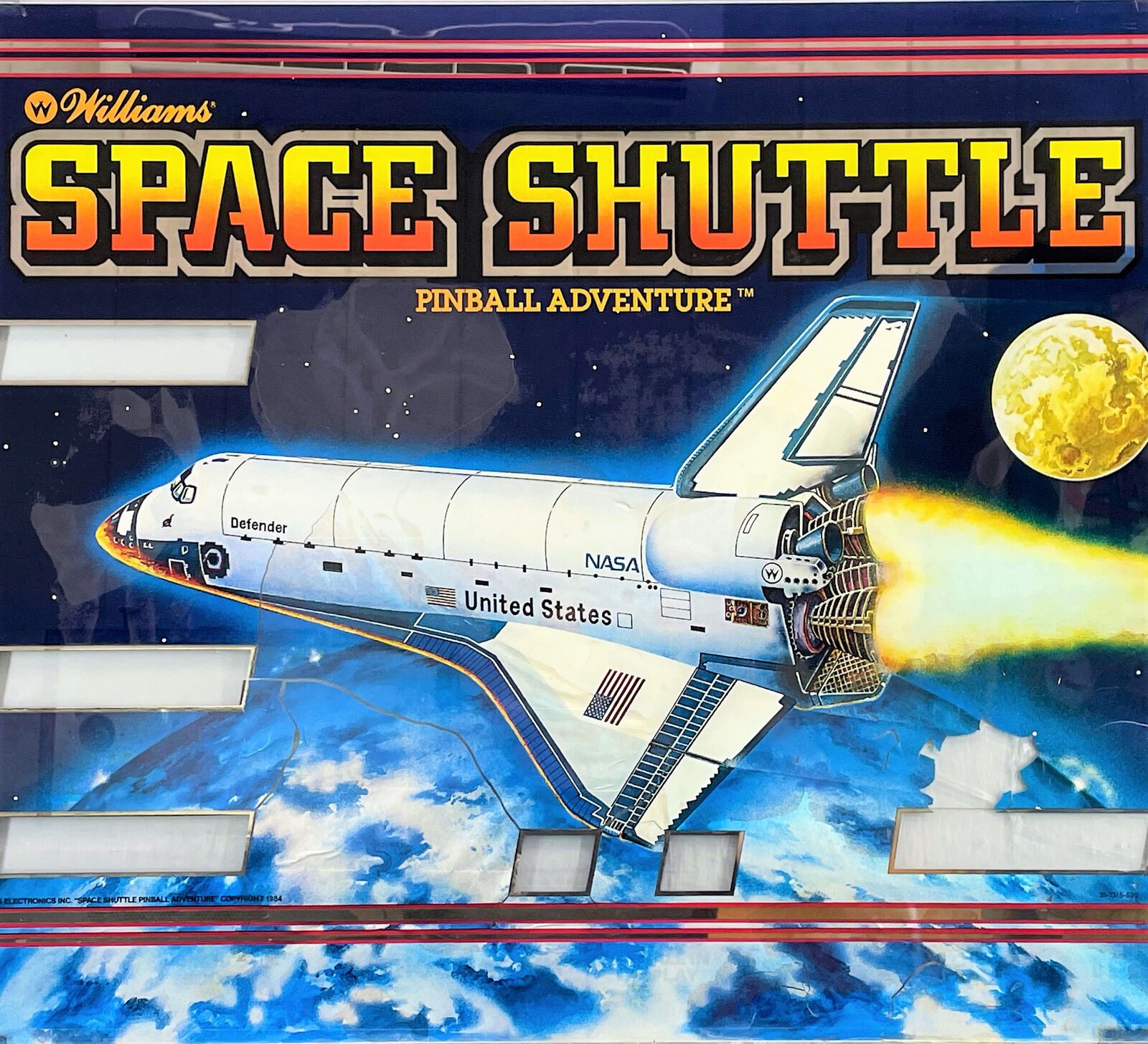 Williams Space Shuttle Pinball Machine Game Backglass ORIGINAL