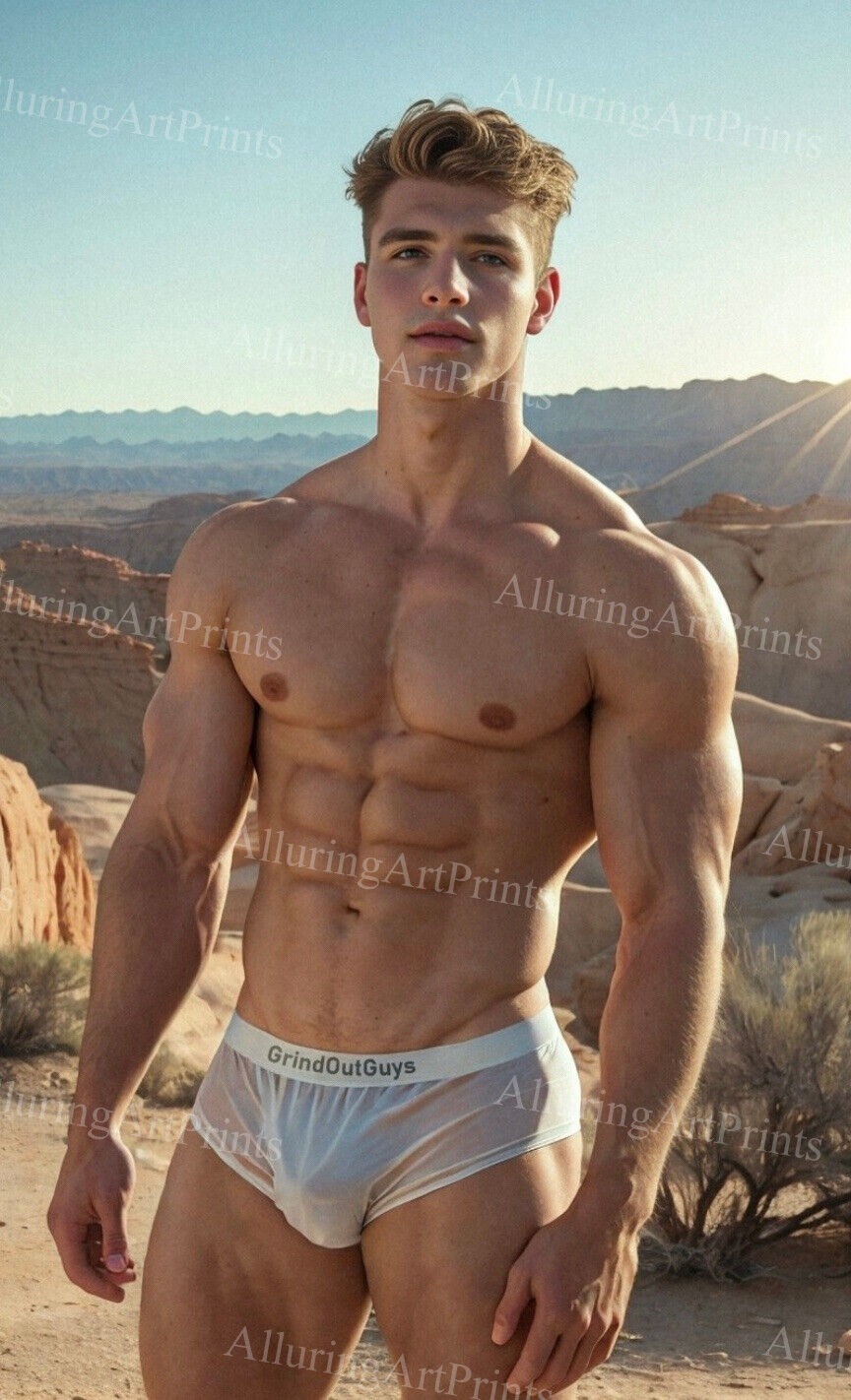 13x19 Male Model Photo Print Muscular Handsome Beefcake Shirtless Hunk -AA117