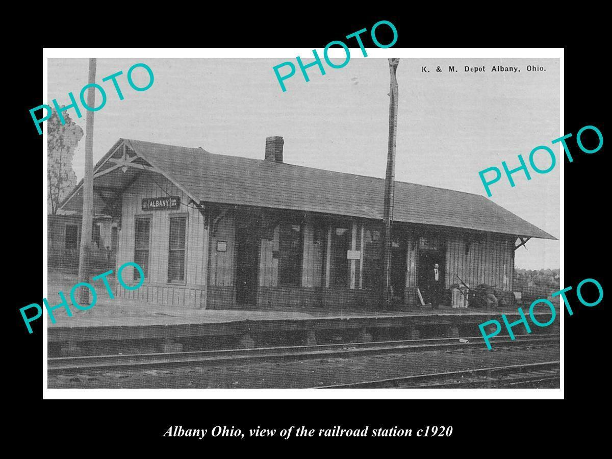 OLD 8x6 HISTORIC PHOTO OF ALBANY OHIO VIEW OF THE RAILROAD DEPOT c1920
