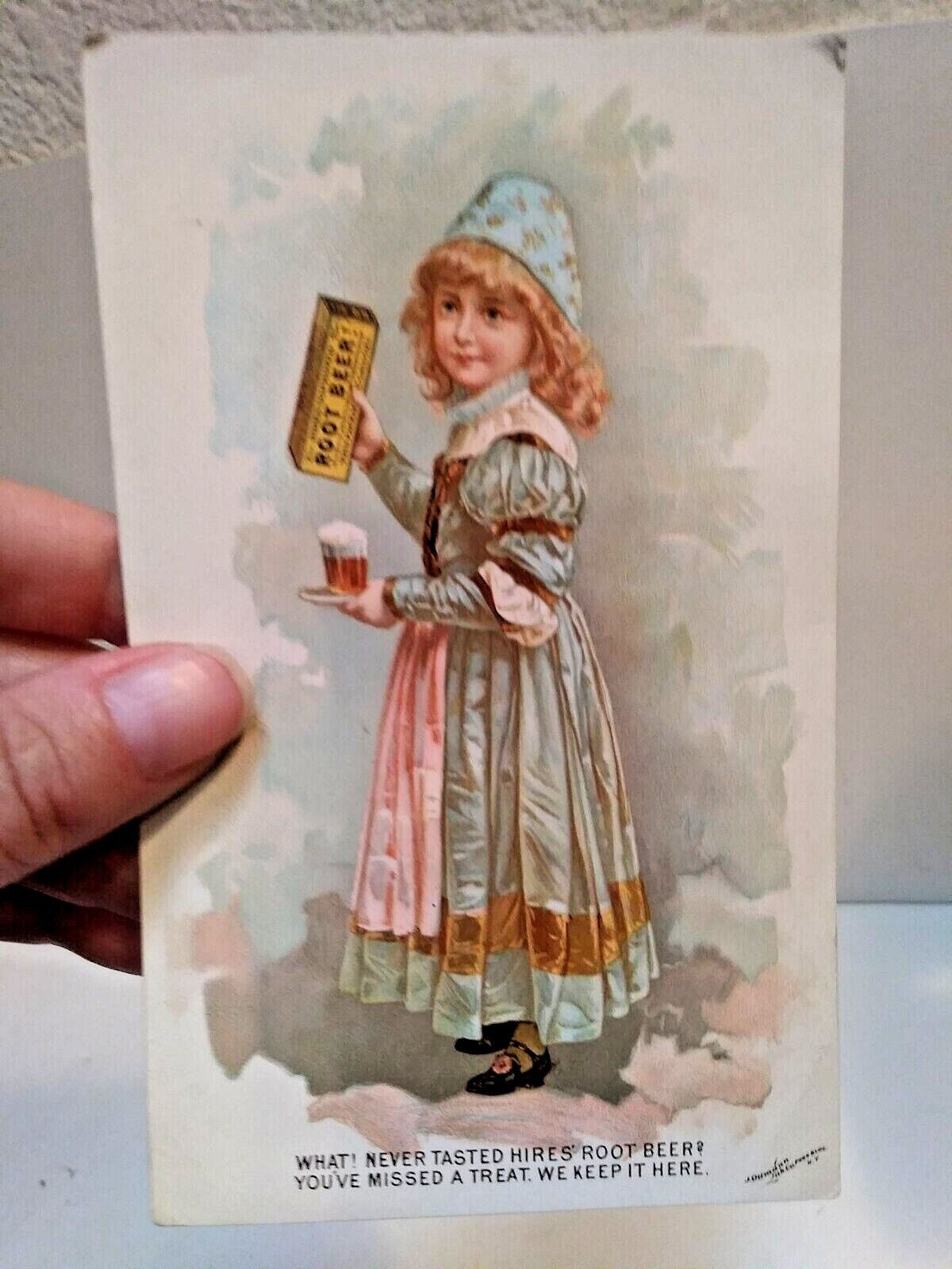 1890\'s Hires Root Beer Advertisement Girl In Blue Dress MRTR 10