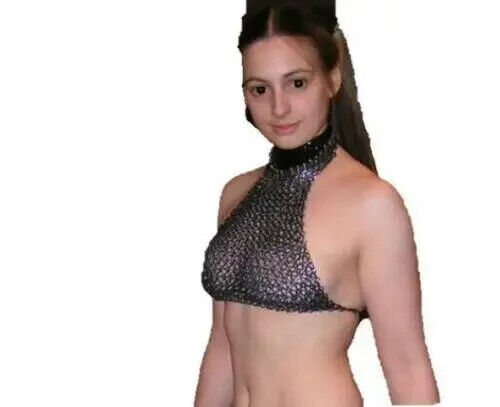 Mild Steel Viking Antique Sexy Mild Steel Chainmail Halter Top For Holiday Wear