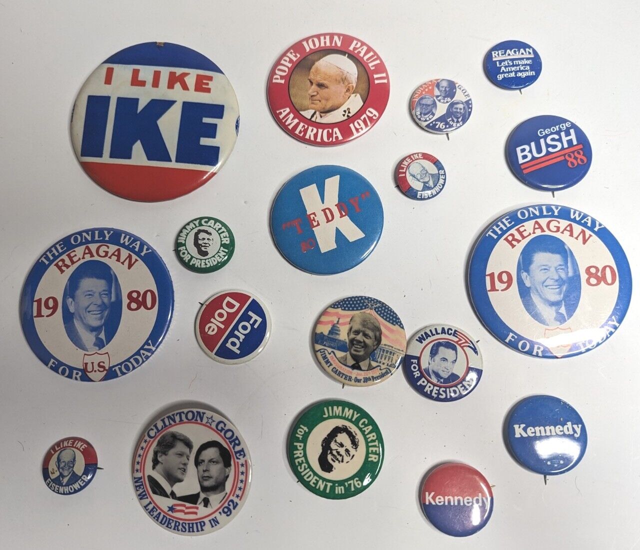 Lot of 18 Vintage Political Pinback Buttons Presidential Campaign Election Pins