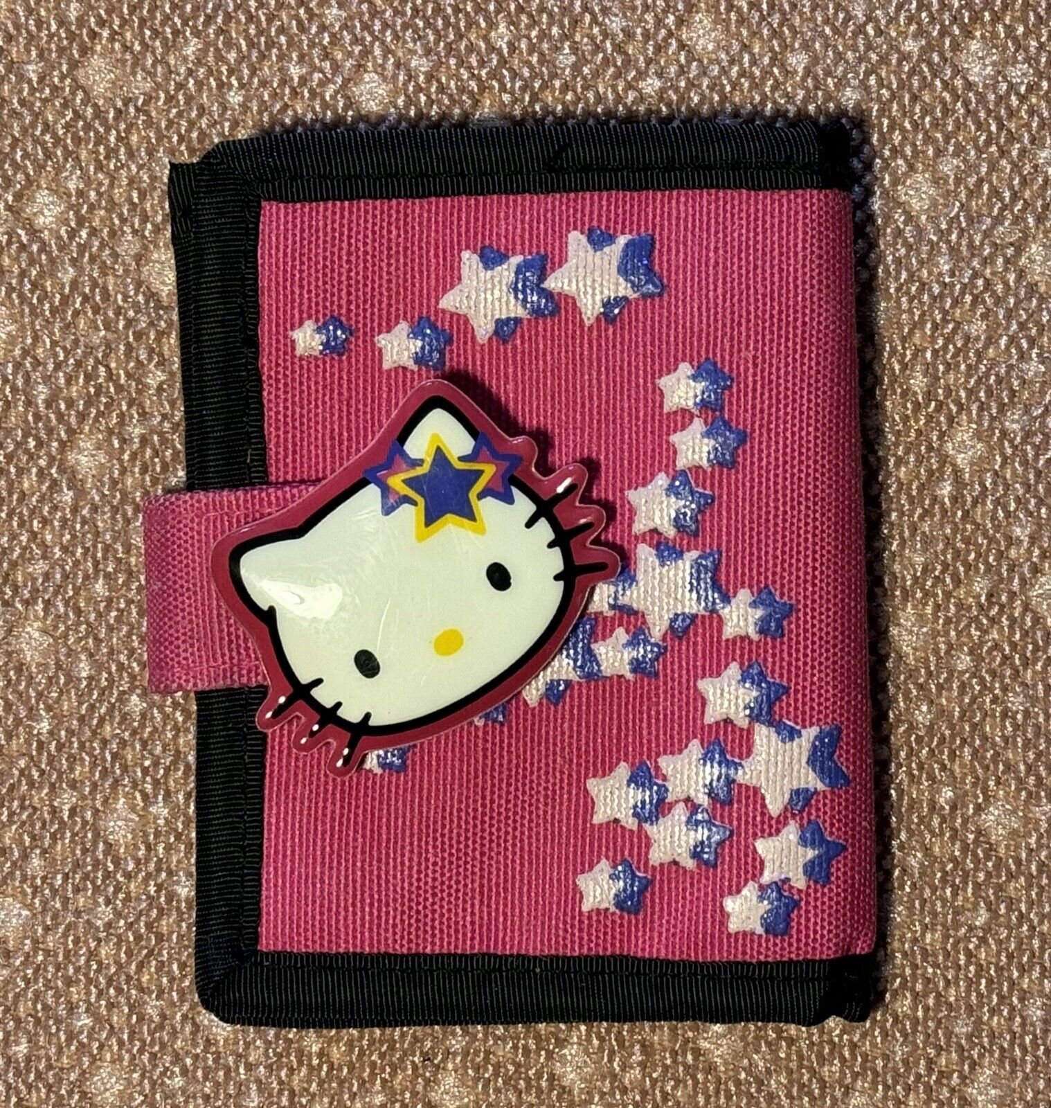 Hello Kitty Wallet Vintage 90s Y2K Sanrio Smiles Bifold Pink Canvas Wallet RARE