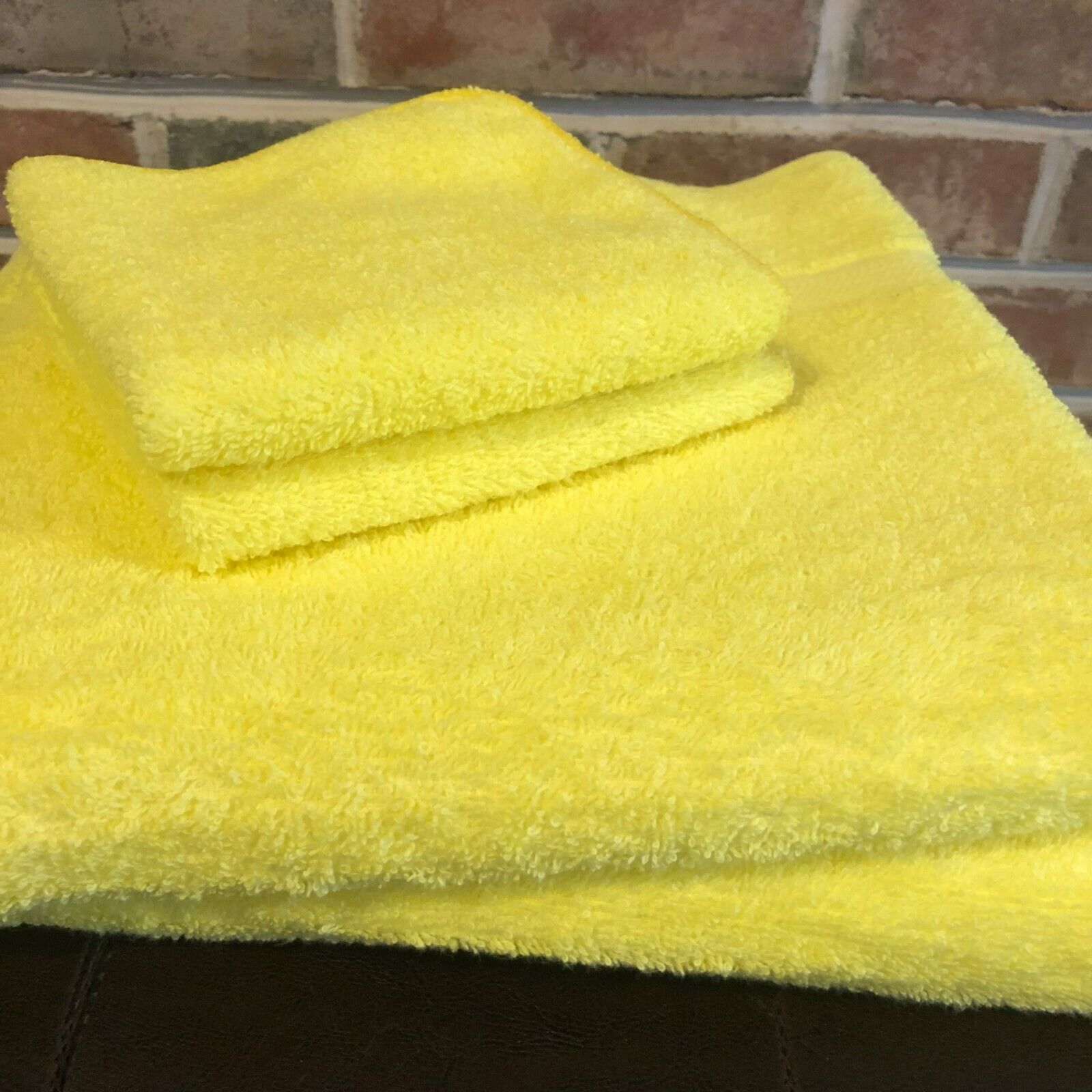 Sears Lemon Yellow 70s Bath Towel Washcloth 2 Sets 44\