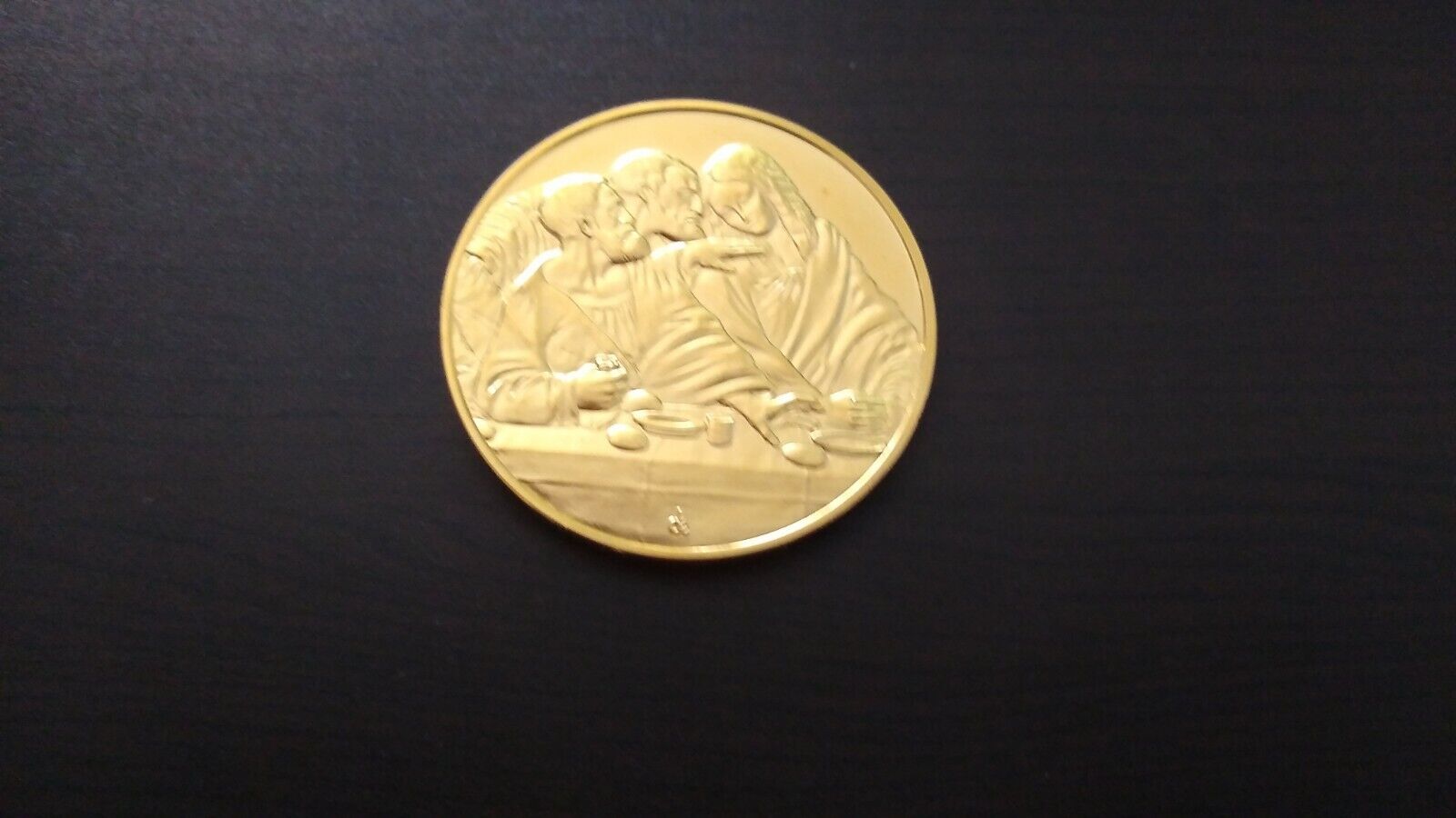 Da Vinci 24K Electroplate Gold Sterling Sil Apostles Last Supper Detail 2 Medal