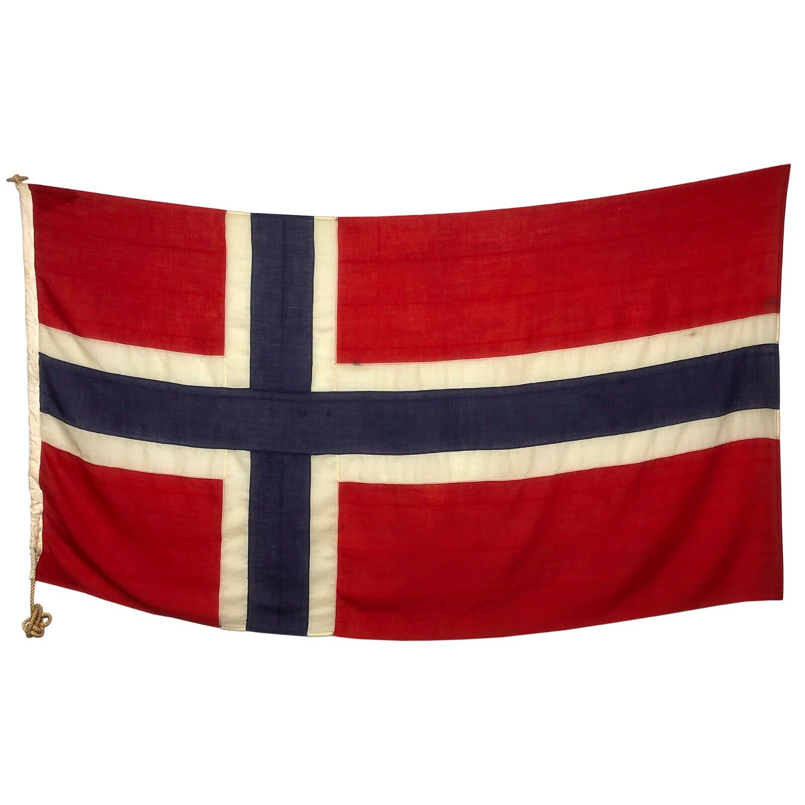 XL Vintage Wool Norway Flag Norwegian Nautical Scandinavia Old Sewn Textile Art