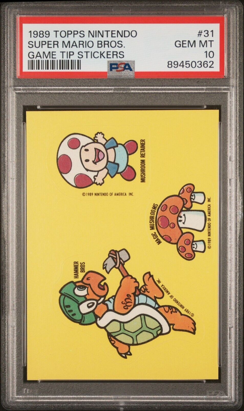 SUPER MARIO BROS. PSA 10 #31 1989 Topps Nintendo Game Tip Stickers GEM MINT