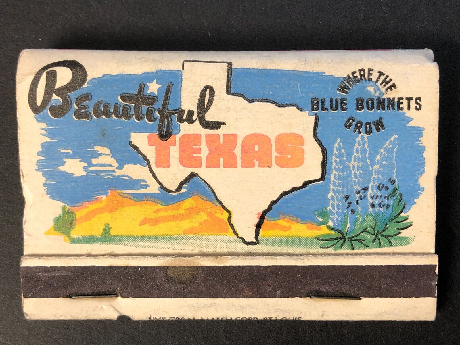 Beautiful Prosperous Texas Vintage Matchbook w/ Oil Derricks c1940\'s-50\'s Scarce