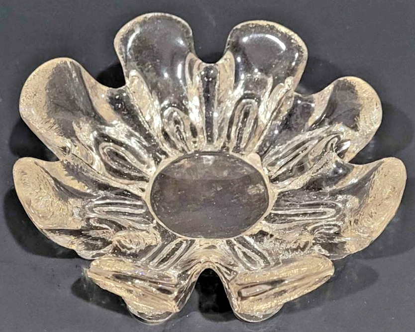 Vintage Textured Glass Flower Bowl Ashtray
