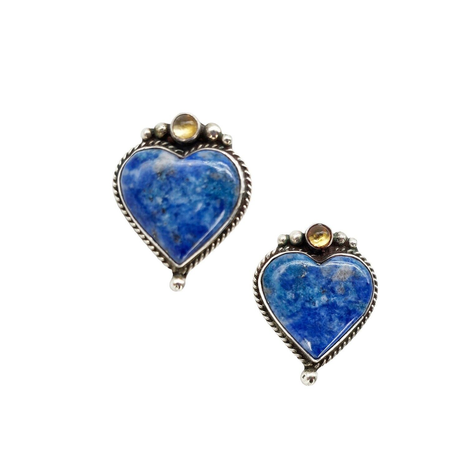 Navajo Sterling Silver Sodalite Heart Earrings