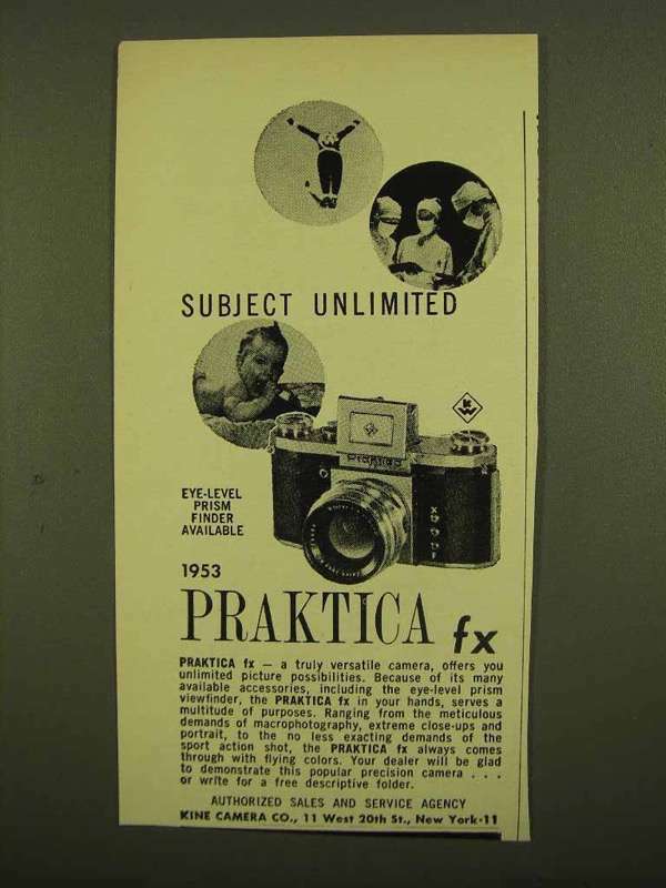 1953 Praktica FX Camera Ad - Subject Unlimited