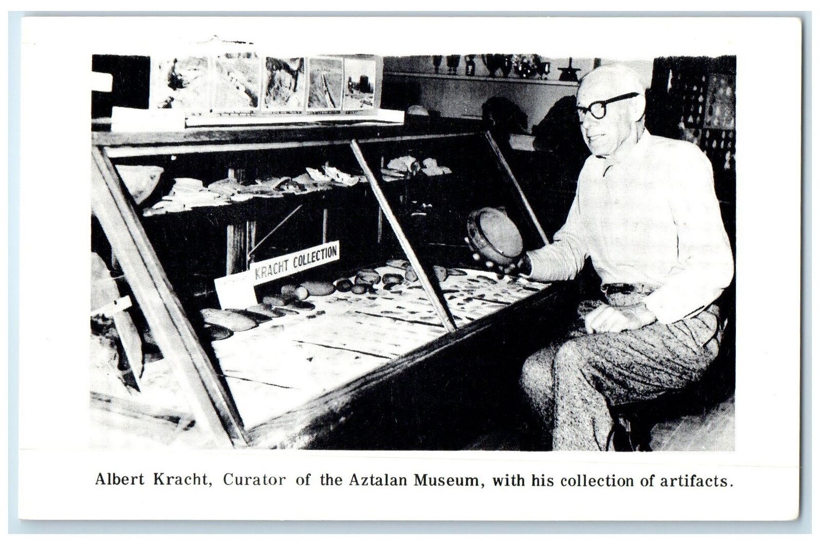 c1920's Albert Kracht Curator Of Aztalan Artifacts Lake Mills Wisconsin Postcard