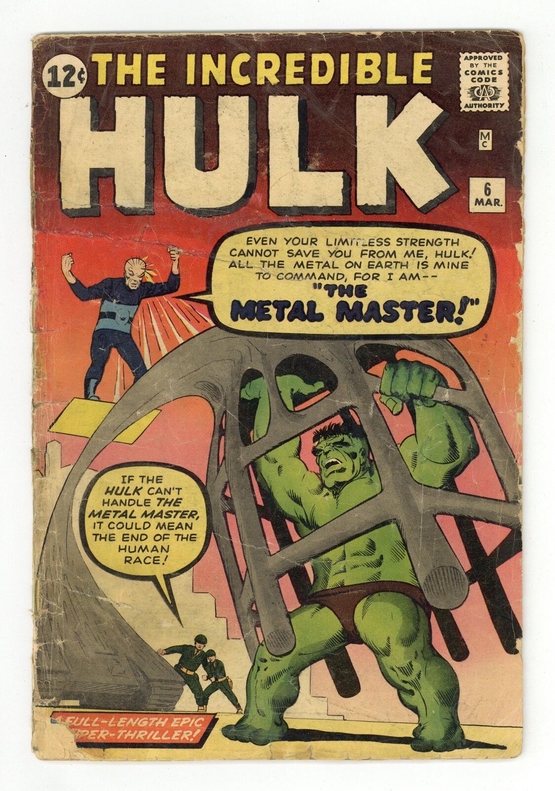 Incredible Hulk #6 PR 0.5 RESTORED 1963