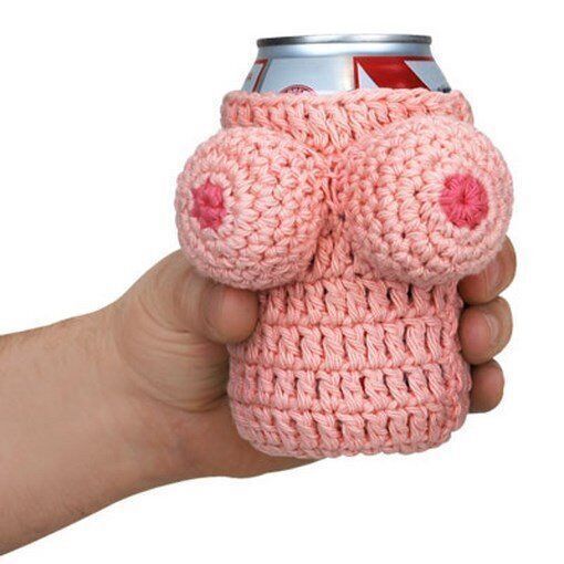 Nana\'s Boobies Knitted Beer Can Bottle Cooler Holder Adult Gag  - BigMouth Inc.