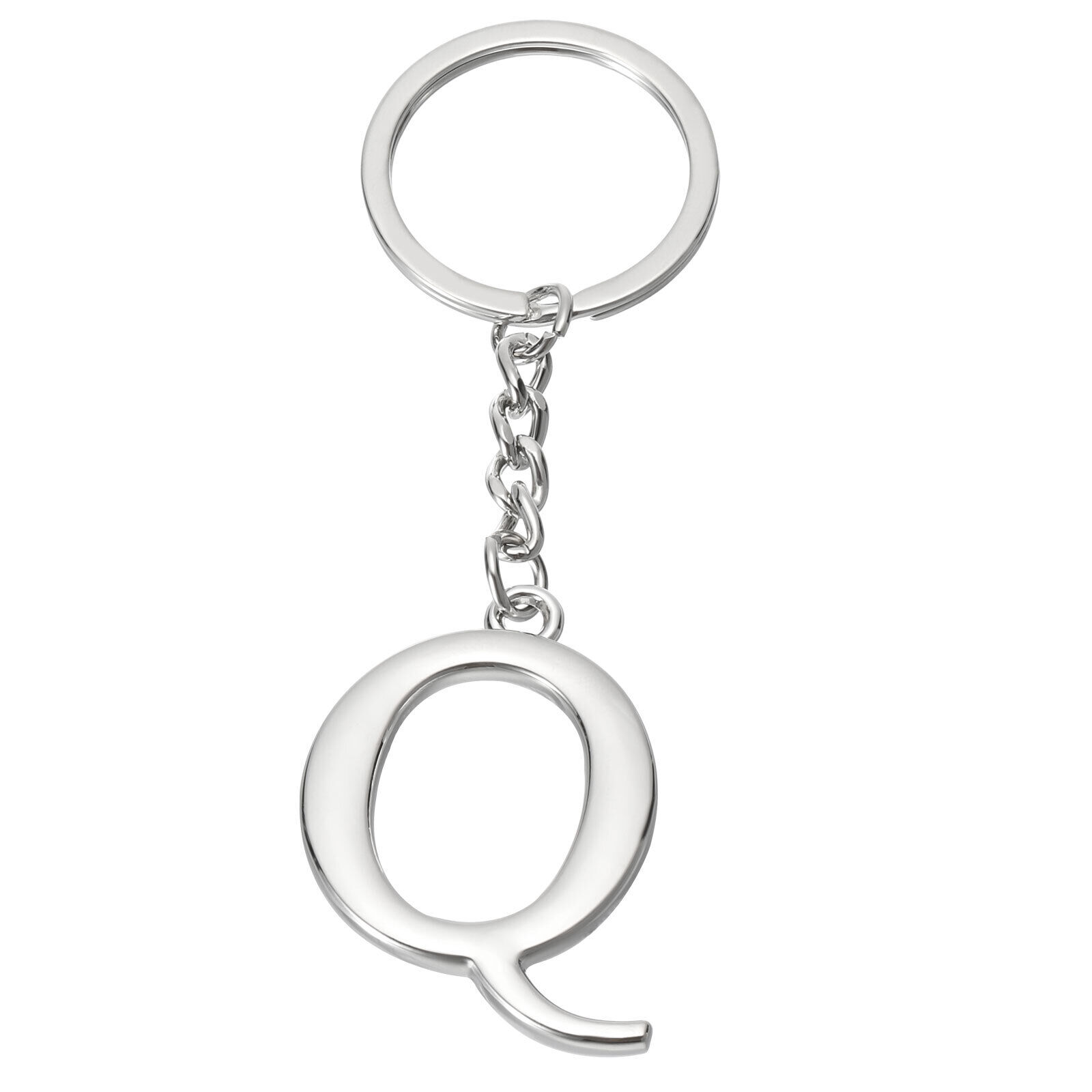 Initial Letter Key Chain, Letter Q Key Chain Pendant Key Ring, Silver