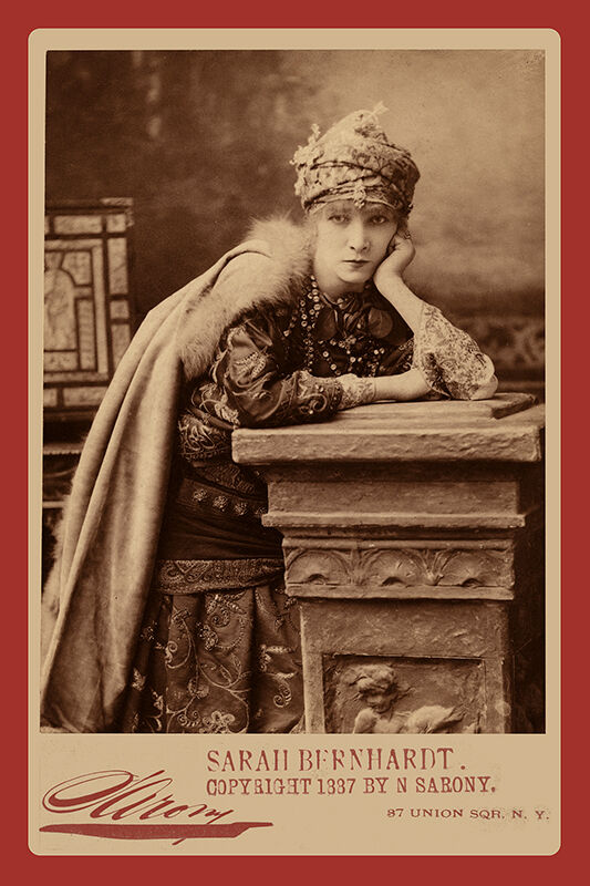 Actress SARAH BERNHARDT 1870 Vintage Photograph Cabinet Card RP