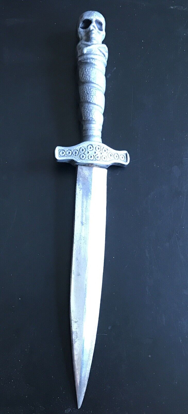 Unique Antique Pewter? / Metal SKULL HANDLE Fighting Knife With  Sheath