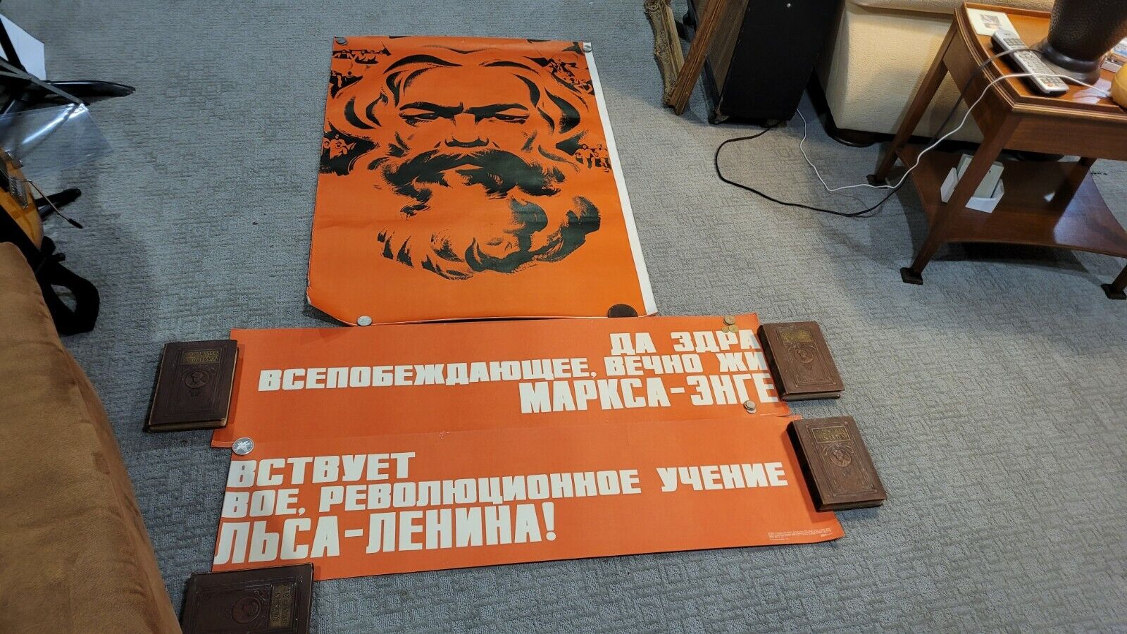Massive 3 pc. MARX-LENIN-ENGELS 1977 V. Sachkov Communist USSR poster
