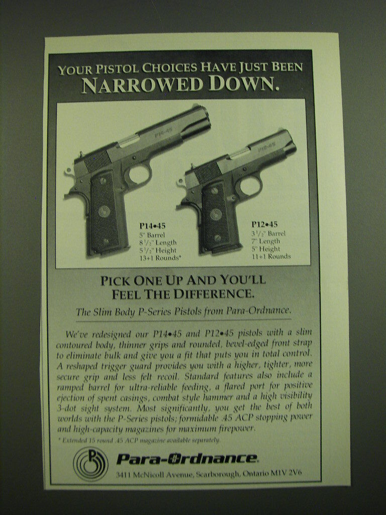 1994 Para-Ordnance P14 and P12 Pistols Advertisement