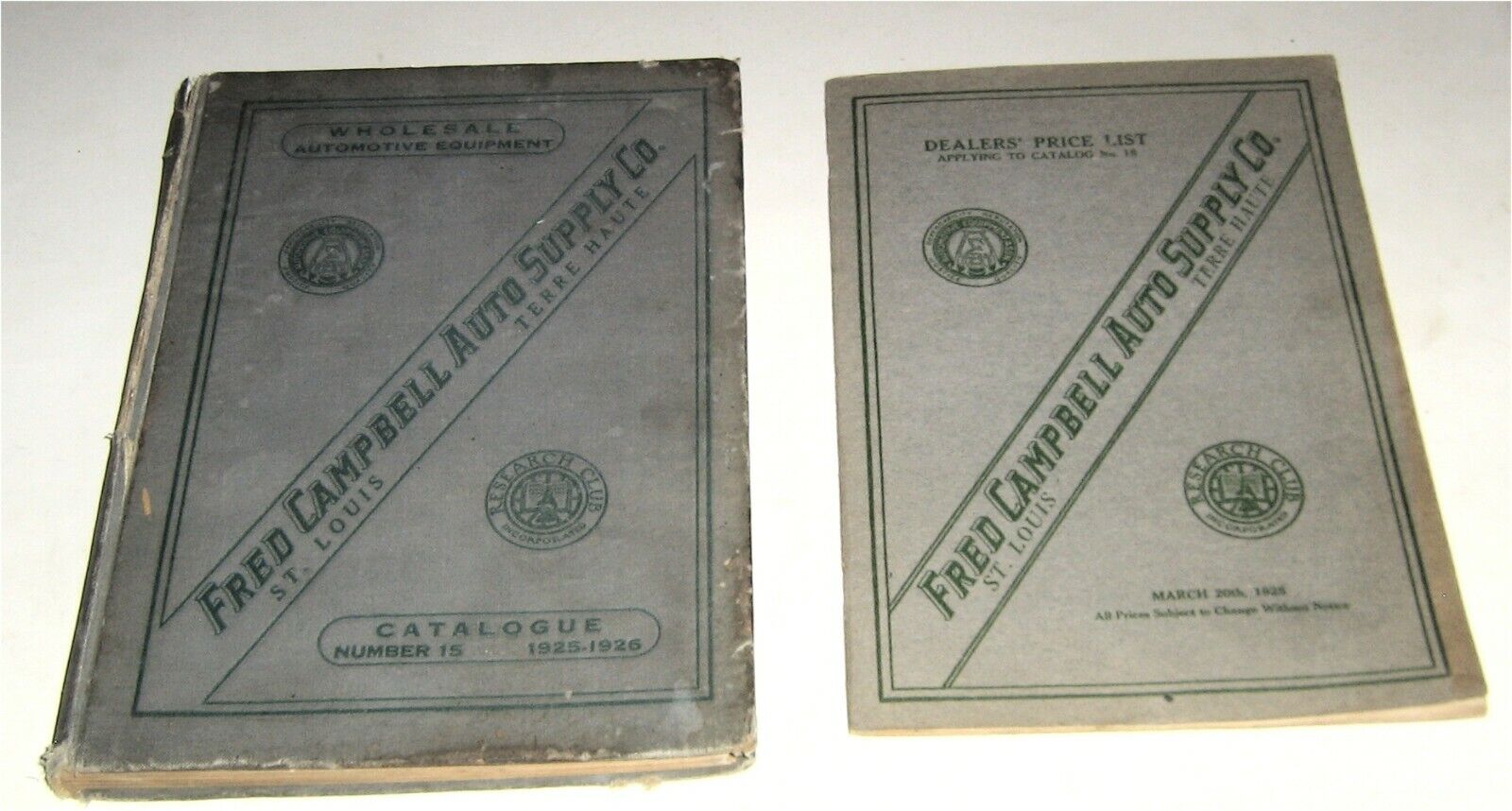 Vintage 1925-26 Fred Campbell Auto Supply Parts Catalog, Hardcover, + Price List
