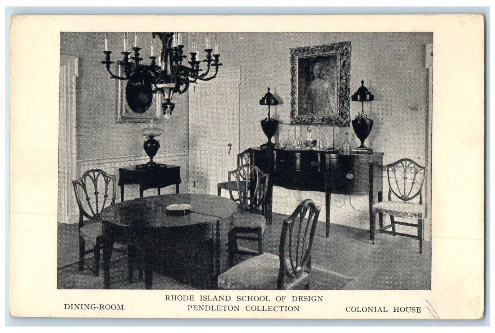 c1940 Dining Room Design Colonial House School Rhode Island RI Vintage Postcard