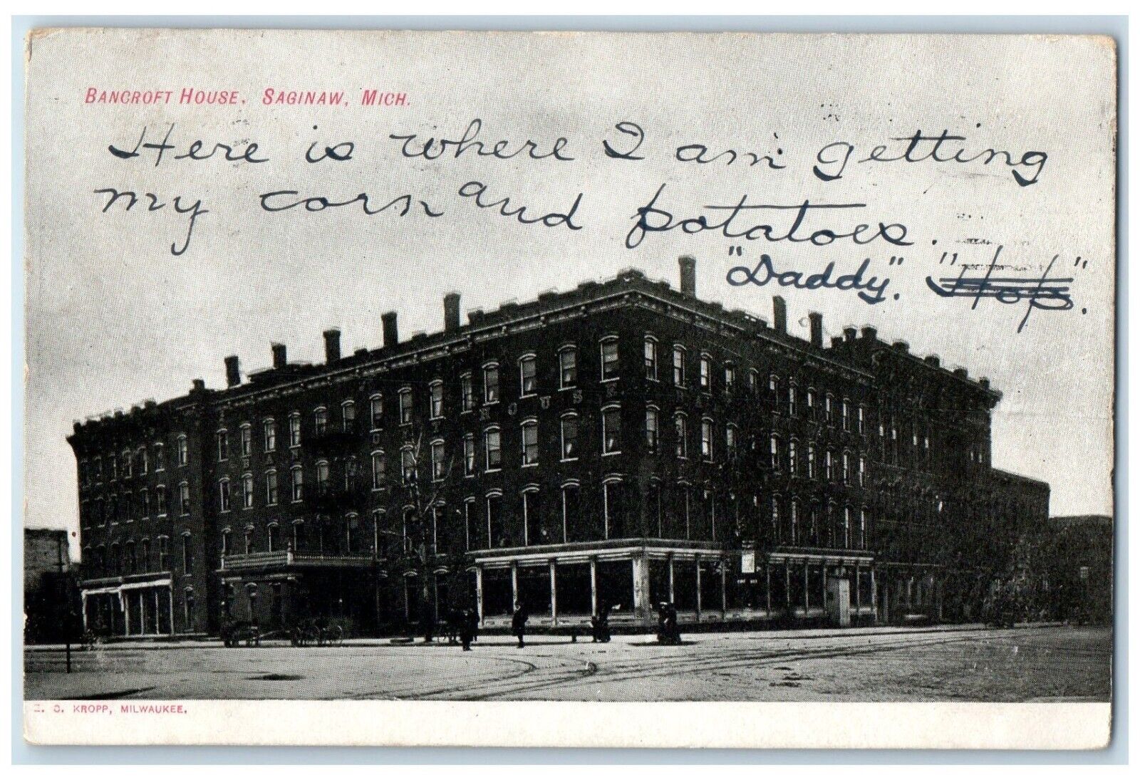 1907 Exterior View Bancroft House Carriage Saginaw Michigan MI Antique Postcard