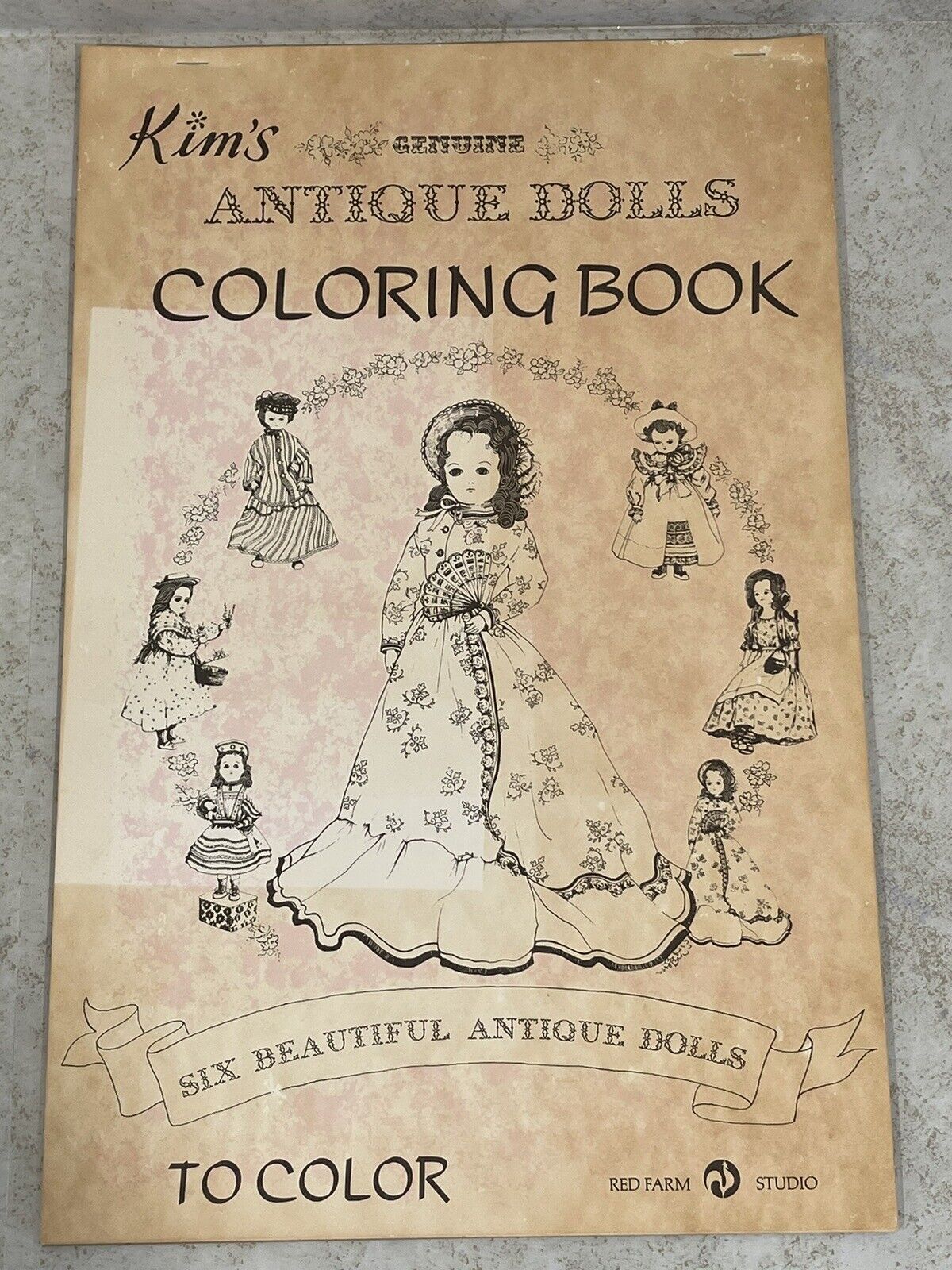 Vintage Kim’s Genuine Antique Dolls Coloring Book 6 Dolls Red Farm Studio UNUSED