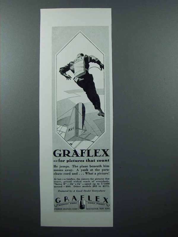 1928 Graflex Camera Ad - Parachuter - Pictures Count