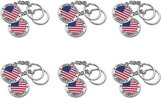 12 Pack US United States Keychain NYC Metal Key Ring Star Stripe U Flag Souvenir