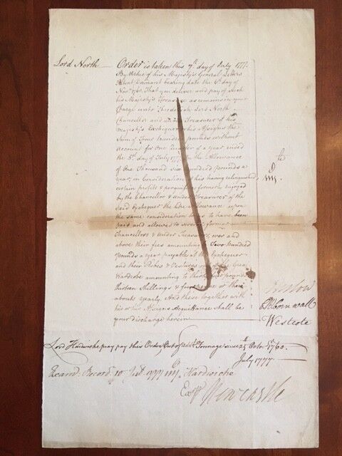SIGNED 1777 Letter LORD NORTH, William Lyttelton, British South Carolina Rev War