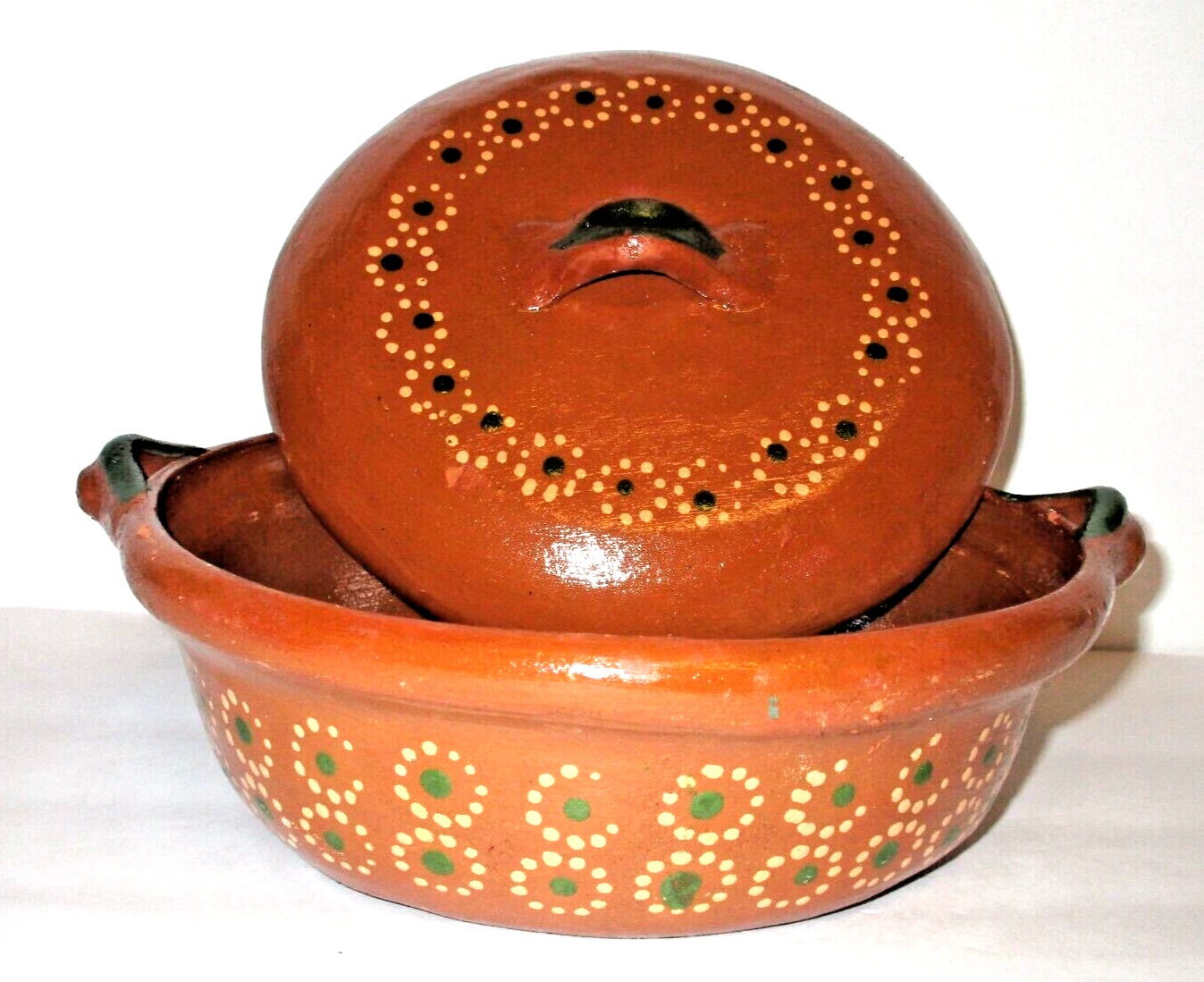 Tlaquepaque Cazuela De Barro Terracotta Clay Traditional Mexican Casserole 8 1/2