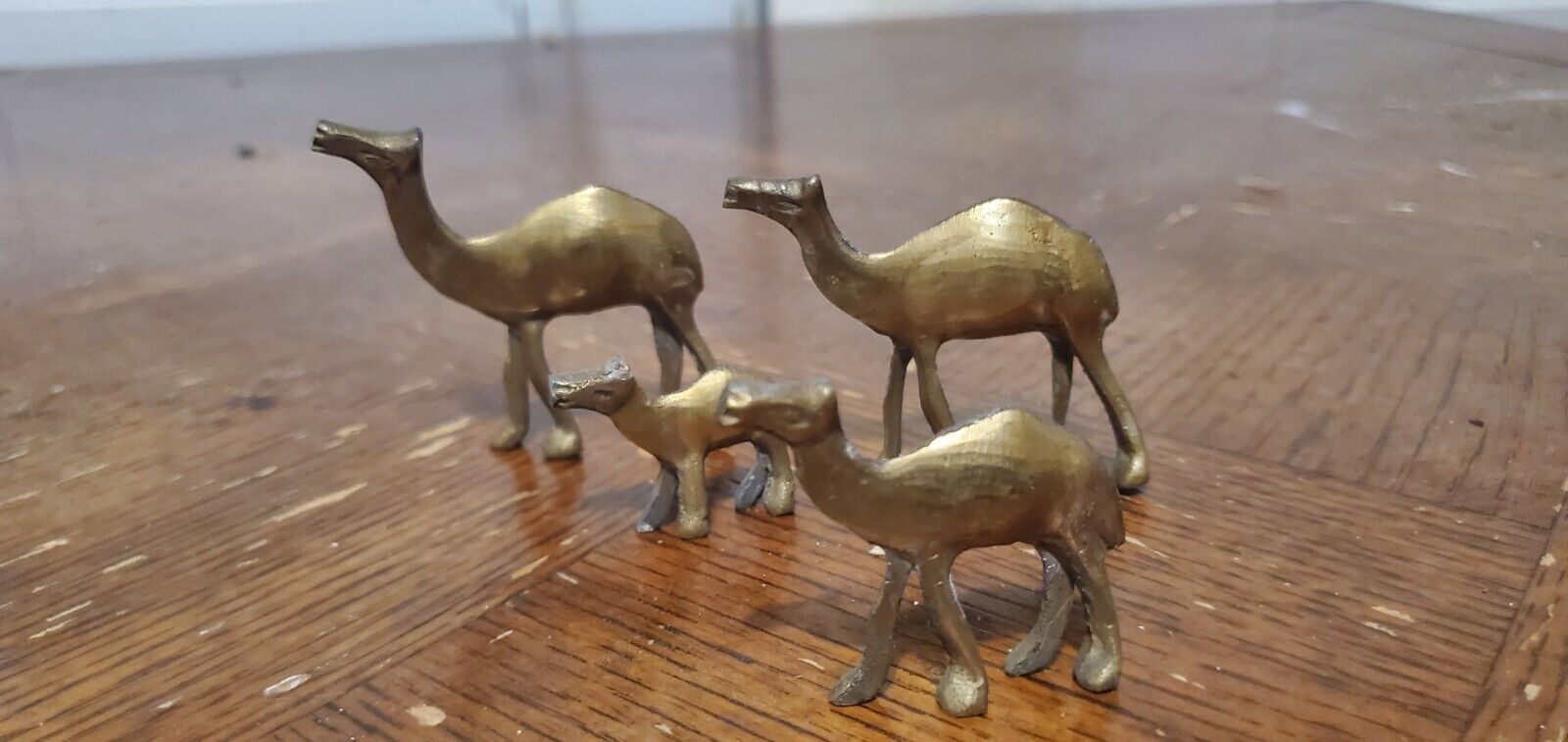Set of 4 Vintage Miniature Brass Camel Figurines