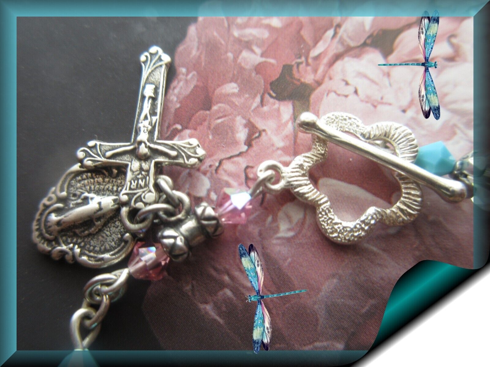 Artisan Rosary Bracelet Vintage Swarovski Solid 925 SS Blest