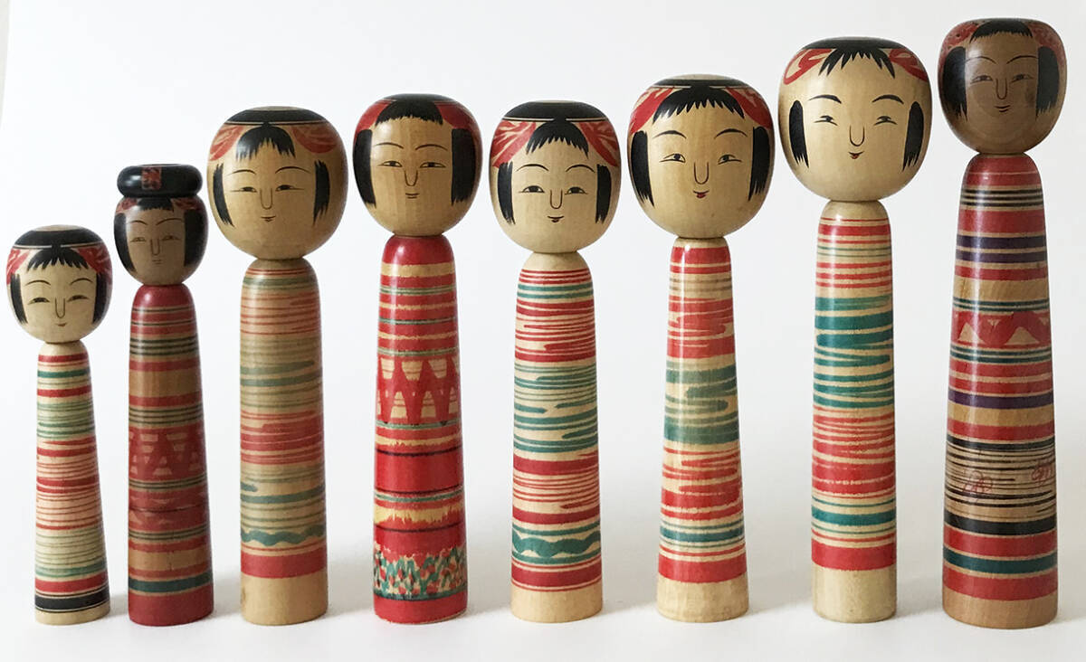 Traditional Kokeshi Doll By Mr. Torakichi Sakuma Hachibu-Shu 9 Sun 6