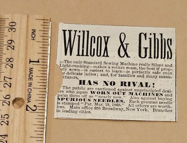 Harper\'s Weekly 1875 Advertisement WILCOX AND GIBBS 658 BROADWAY SEWING MACHINE