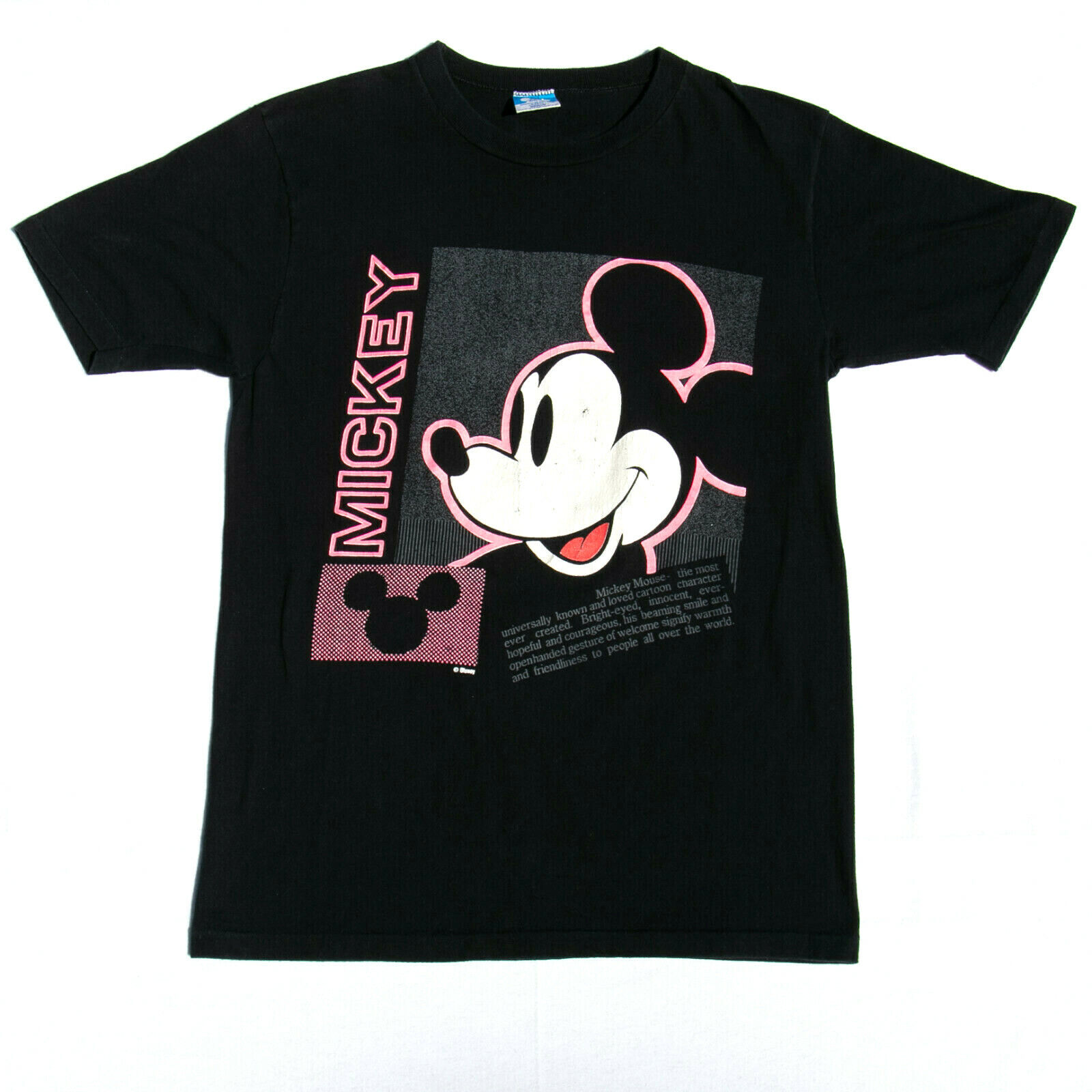 Vintage Walt Disney Mickey Mouse 80s 90s Black T-Shirt Size M