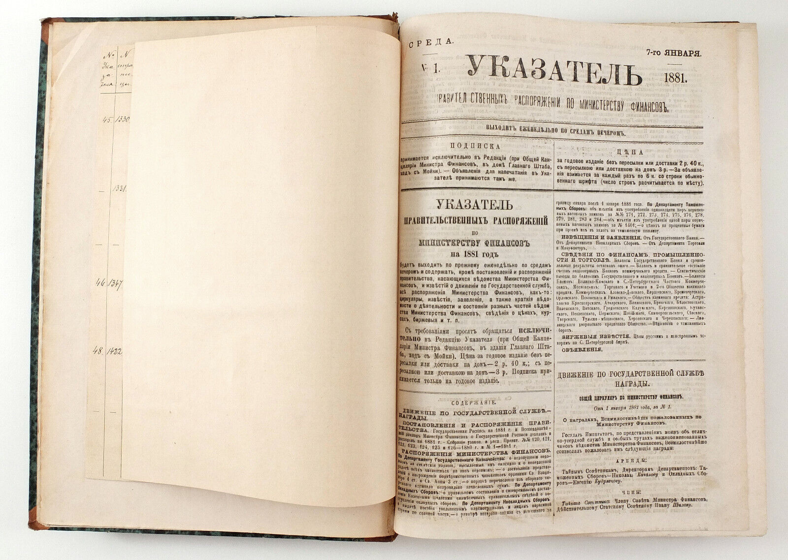1881 Russian GOVERNMENT ORDERS FOR FINANCE MINISTRY Magazine 50 issues set