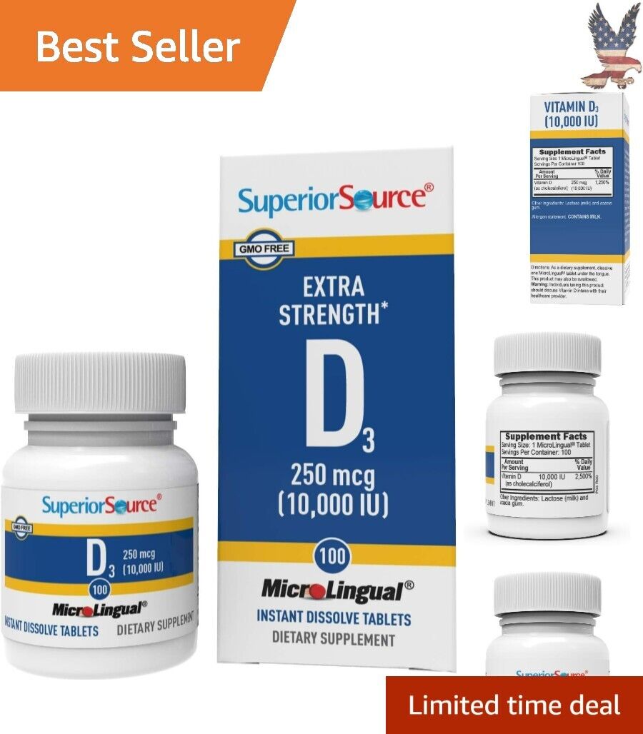 Vitamin D3 10000 IU Extra Strength Rapid Dissolve Tablets - Immune Support - 100
