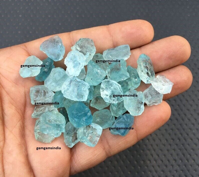 25 Pieces Natural Blue Aquamarine Raw Size 13-15 MM Aquamarine Rough Stone Bulk