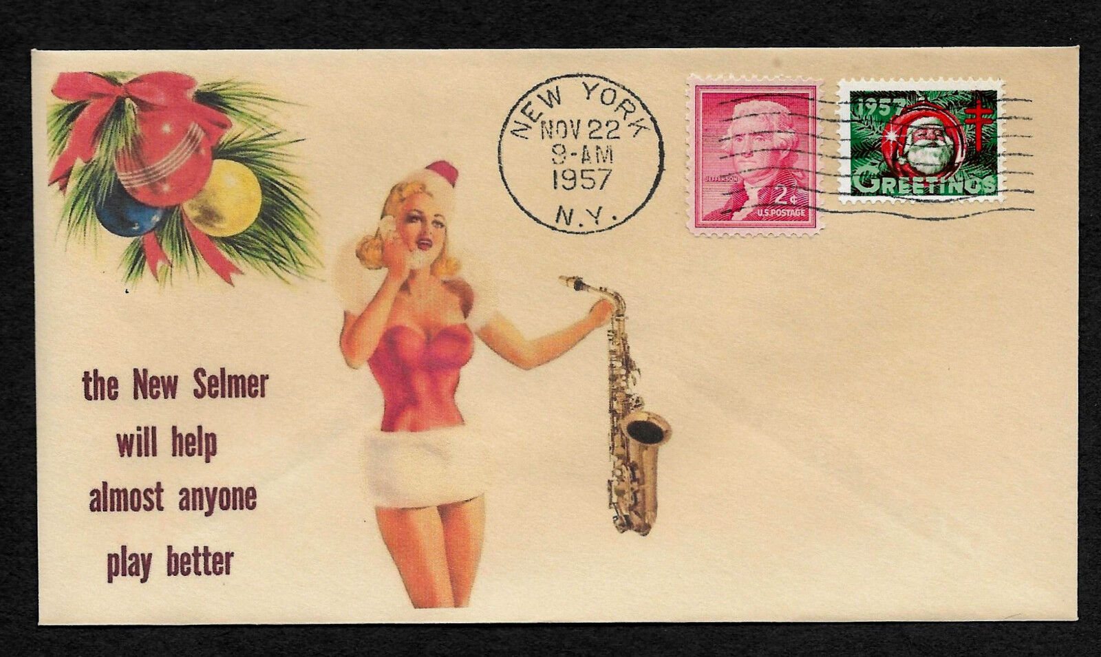 1957 Selmer Mark VI 6 Tenor & Sexy Lady Featured on Collector's Envelope *XS202