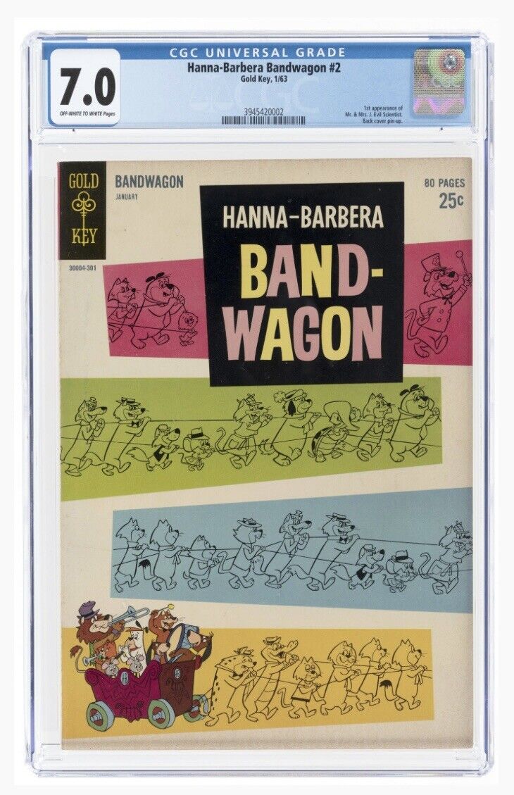HANNA-BARBERA BANDWAGON #2 JANUARY 1963 CGC 7.0 FINE/VF
