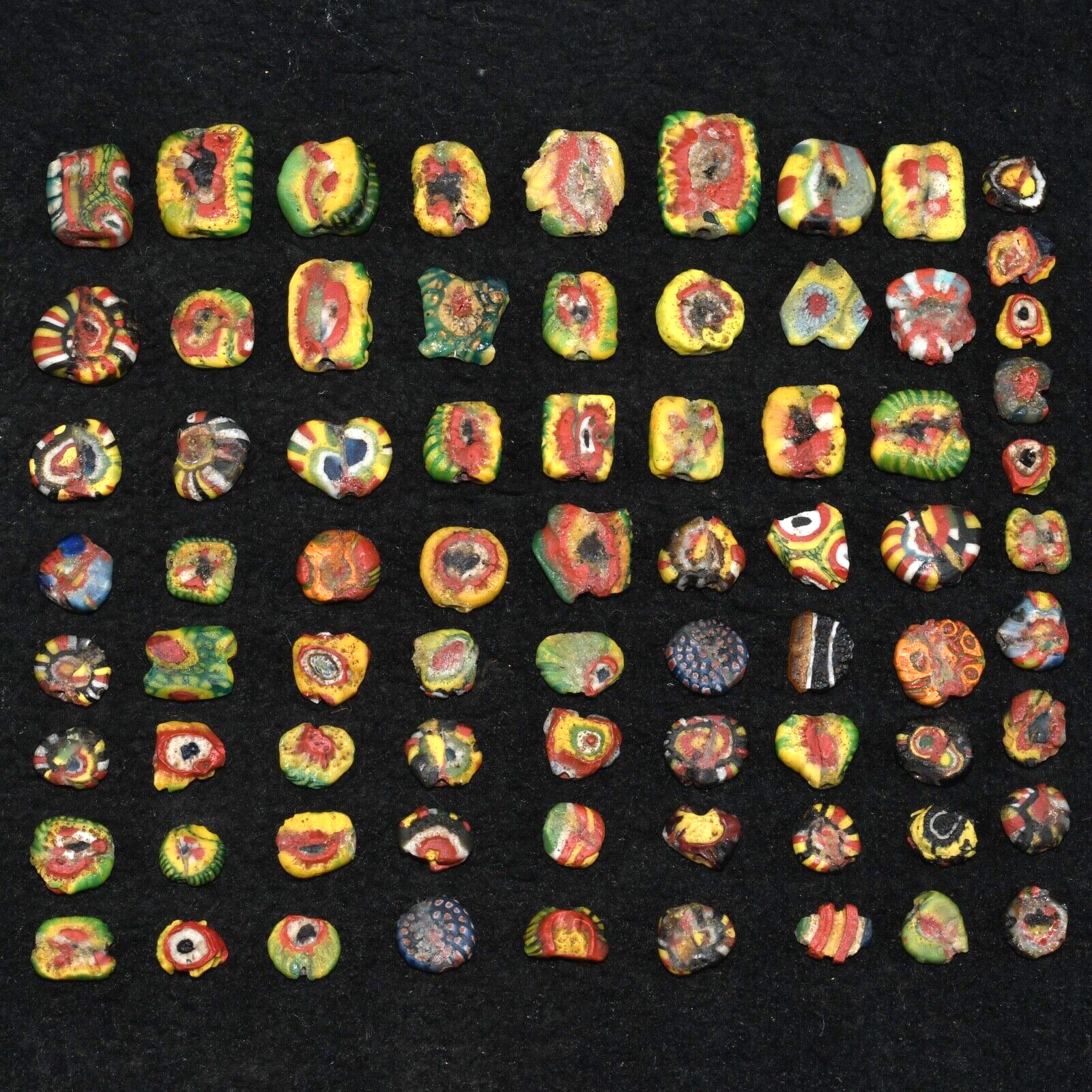 75 Genuine Ancient Roman Mosaic Gabri Glass Face Beads from Hebron Palestine