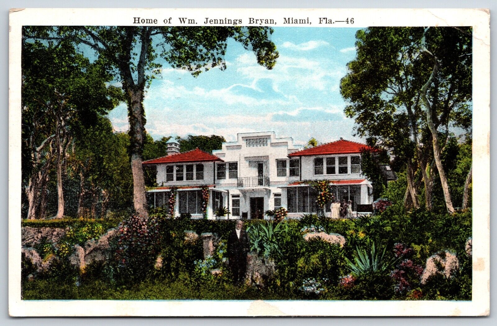 Postcard Home Of Wm. Jennings Bryan, Miami Florida Posted 1922