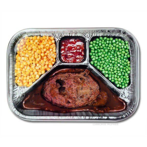 TV Dinner Metal Serving Tray Metal Meat Pea Corn Gag Gift Novelty Realistic Food