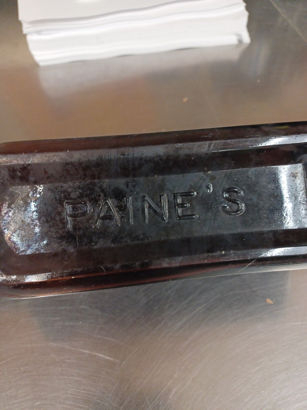 Vintage Amber Glass Bottle, Paine\'s Celery Compound. 1880s -- no lid